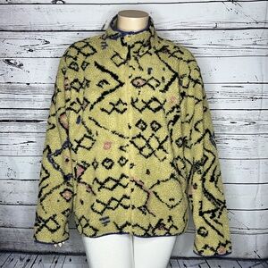 BDG Urban Outfitters Size XL Green Aztec Print Fleece Sherpa Zip Front Jacket